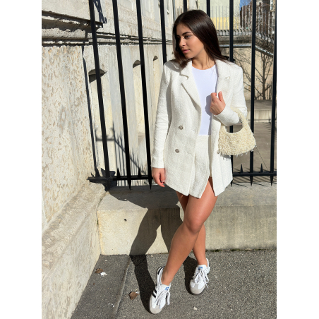 Blazer blanc à boutons doré femme
