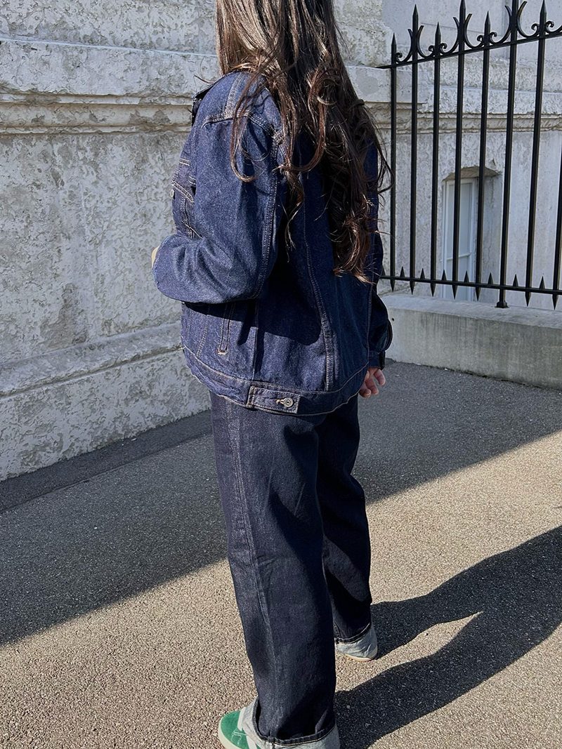 Jean bleu foncé taille haute femme