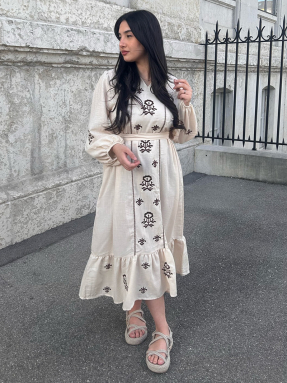 Robe longue bohème crème