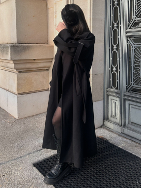 Manteau long d'hiver noir femme