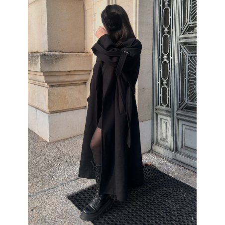 Manteau long d'hiver noir femme