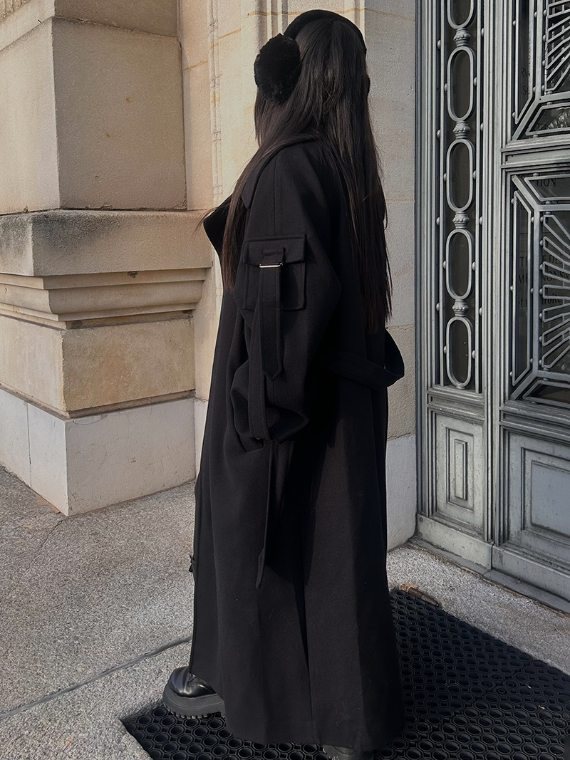 Long black winter coat