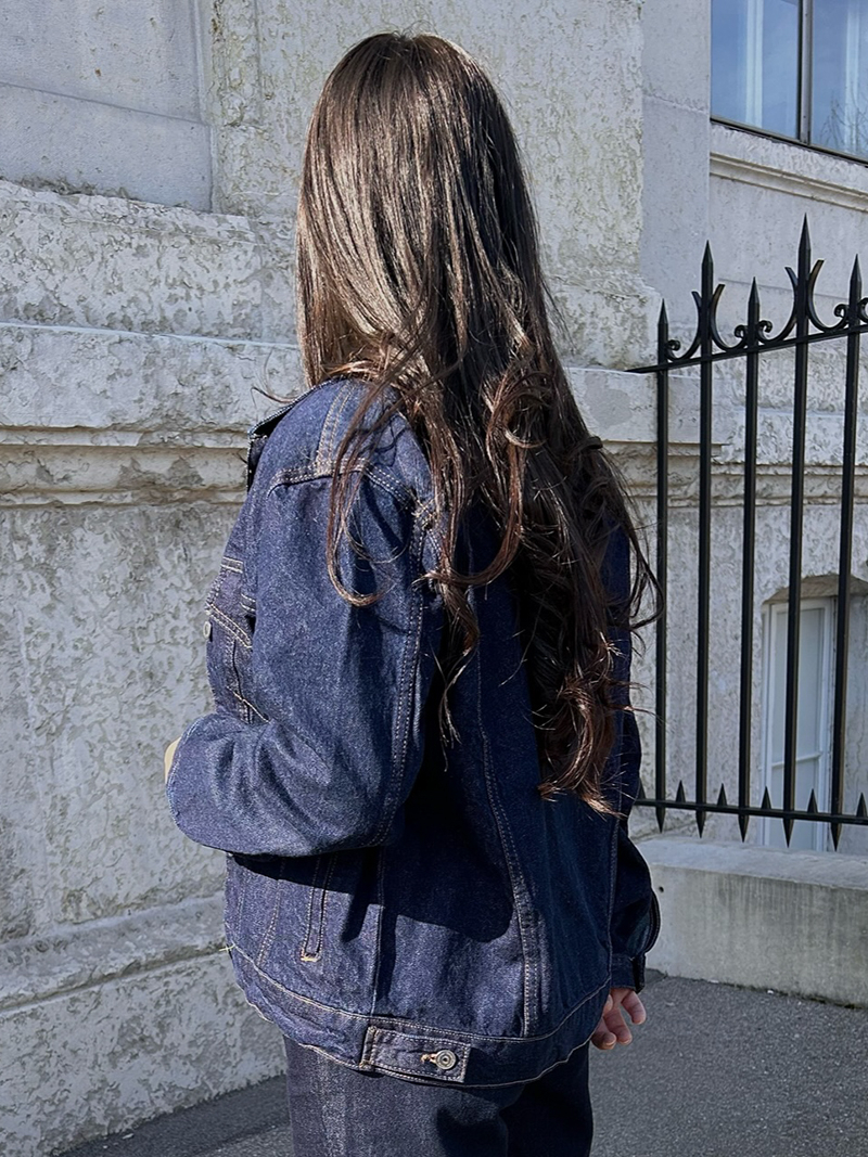 Veste en jean bleu foncé femme