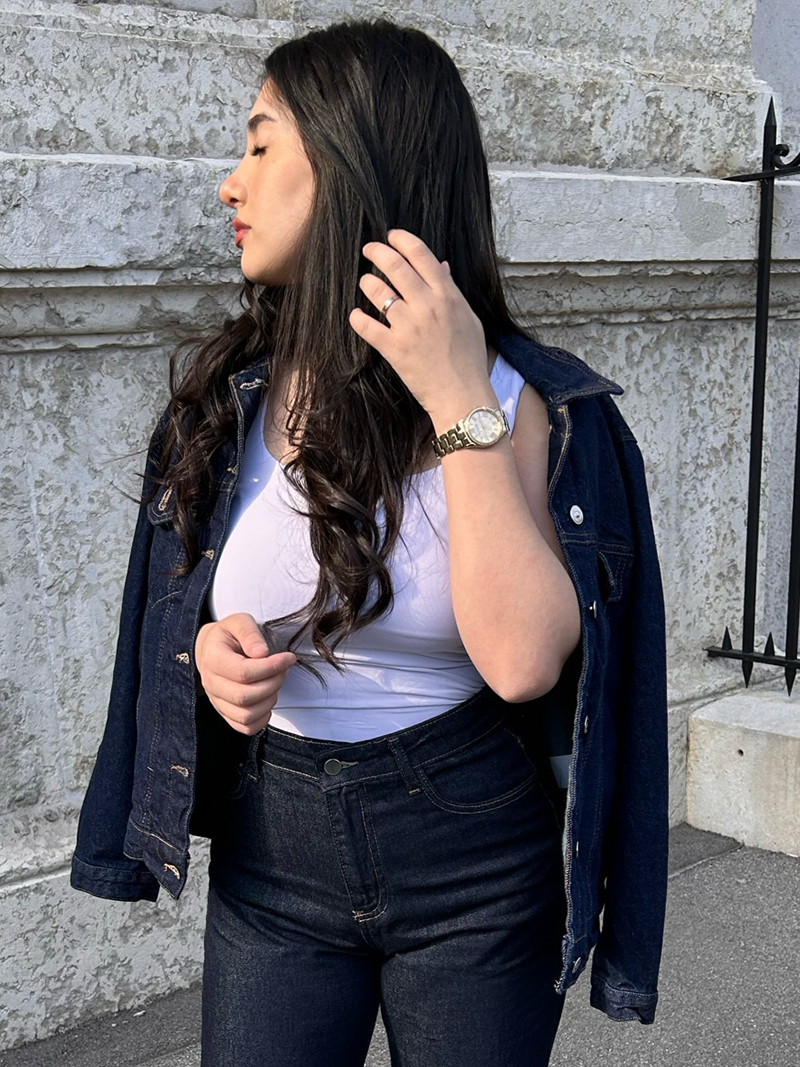 Veste en jean bleu foncé femme