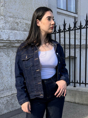 Veste en jean bleu foncé femme
