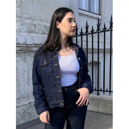 Veste en jean bleu foncé femme